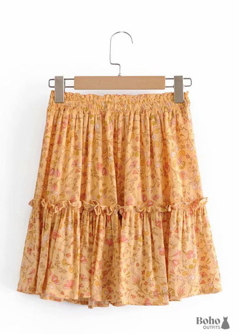 Boho Skirts in Mini Skirt, Orange Nelia For Women